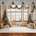 Winter Christmas Tree Photography Backdrop Snowman Giftbox Family Xmas Eve Party Decor Fireplace New Year Background Props