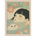 Japanese Bathroom Art Poster Cute Animals in Bathtub Canvas Printed Decorative Painting, Used for Bathroom Decoration, Frameless