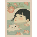 Japanese Bathroom Art Poster Cute Animals in Bathtub Canvas Printed Decorative Painting, Used for Bathroom Decoration, Frameless