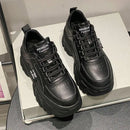Women Shoes Trend White Black Chunky Sneakers Autumn Winter Thick Bottom Dad Shoes High Quality PU Leather Platform Sneakers New