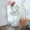 French Style Side Tables White Lace Sofa End Tables for Living Room Bedside Flower Stand Minimalist Balcony Plant Display Rack