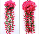 90/80CM Artificial Violet Hanging Flower Vines Plastic Fake Flowers Wall Decor Plants Garland for Wedding Home Garden Decoration