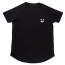 Men Muscle T Shirt Cotton Elasticity Causal Gym Fitness Shirts Short Sleeve Curved Hem Slim Fit Tee Shirt