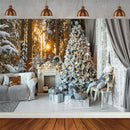 Winter Christmas Tree Photography Backdrop Snowman Giftbox Family Xmas Eve Party Decor Fireplace New Year Background Props