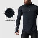 Mens Sports T-Shirt Sportswear Long Sleeve Running Gym Compression Shirt Half-zip Pullover Top Stand-up Collar Men Workout Tee
