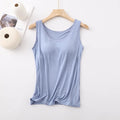 Women's Vest Tops with Bra U-Neck Vest with Padded Bra Slim Fit Tank Tops Sexy Shirts Feminino Casual Slimming Vest Tops