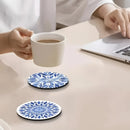 6 pieces 2D wooden coasters celadon theme desktop insulating mat home decoration coffee cup coasters for office restaurant