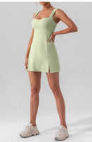 Fitness Suits Yoga Jumpsuits with Chest Pads Tennis Running Short Skirts Sportswear for Women Gym Sports Sets Workout Bodysuits