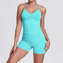 Yoga Shorts Sets Shockproof Sports Women Yoga Vest With Built In Bra Fitness Top Gym Beautiful Back Running Workout
