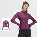 Outdoor Sports Jacket Running Fitness Long Sleeved Women Slim Yoga Clothes Quick Dry Zipper Cardigan Stand Up Collar Skinny Coat