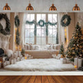 Winter Christmas Tree Photography Backdrop Snowman Giftbox Family Xmas Eve Party Decor Fireplace New Year Background Props