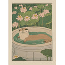 Japanese Bathroom Art Poster Cute Animals in Bathtub Canvas Printed Decorative Painting, Used for Bathroom Decoration, Frameless