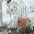 French Style Side Tables White Lace Sofa End Tables for Living Room Bedside Flower Stand Minimalist Balcony Plant Display Rack