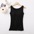 Women's Vest Tops with Bra U-Neck Vest with Padded Bra Slim Fit Tank Tops Sexy Shirts Feminino Casual Slimming Vest Tops