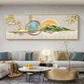 Chinese Style Golden Leaves Deer Canvas Painting Feathers Wall Art Feng Shui Mountain Posters and Prints Living Room No Frame