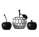 Esculturas Decorativas Frutas Listradas – Maçã e Abacaxi em Resina Minimalista Preto e Branco
